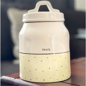 Rae Dunn Cream and yellow Polka Dot Snack Jar